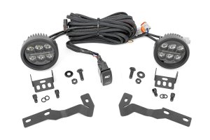 Toyota Tacoma LED Light Kit - Rough Country - Ditch Mount, Black Series Round, 3.5 Inch, Amber DRL - Black - '16-'23
